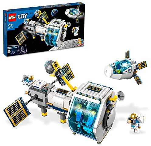 LEGO 60349 City Stazione Spaziale Lunare, Giocattoli Ispirati alla NASA, 5 Minifigure di Astronauti, Giochi Creativi per Bambini dai 6 Anni in su