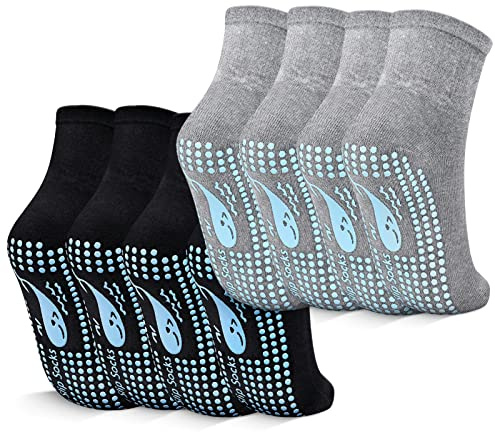 TENQUAN Pilates Socken Damen Herren Rutschfeste Yoga Socken mit Grip Noppen | Antirutsch Socken mit ABS Noppen für Fitness, Barre, Krankenhaus, Zuhause und Trainin