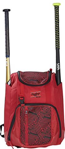 Rawlings Chaos Rucksacktaschen-Serie, Baseball- und Fastpitch-Softball, Scharlachrot/Schwarz