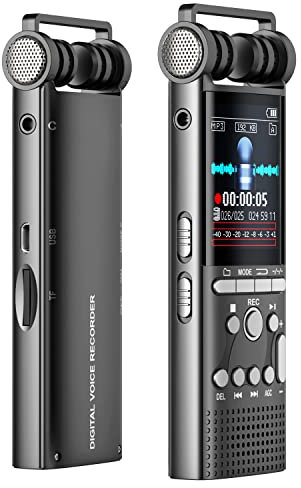 TenmaTec Grabadora de voz digital de reducción de ruido con MP3 de alta fidelidad, altavoz externo, AGCDSP de una tecla, protección de contraseña, 28 idiomas para estudio, música, doblaje, dictado,