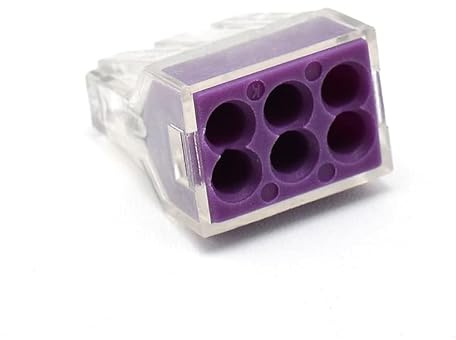 Masendelk 50pcs 6 Port Push-in Electrical Wire Connector, PCT-106 Quick Connection Terminal Compact Wire Connector for 18-12 AWG Solid Stranded Wires