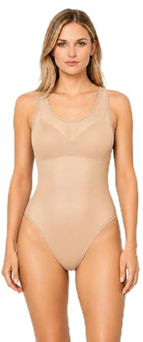 Lazutom Women's Sexy See Through One Piece Mesh High Cut Sleeveless Bodysuit Swimsuit Mesh Leotard Top