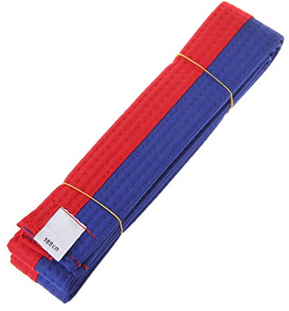 Haveratio Ceinture de Taekwondo Professionnel Karaté Judo Double Wrap Arts Martiaux Stripe Ceinture de Sport 180cm/280cm pour Adultes Enfants Enfants Bleu + Rouge