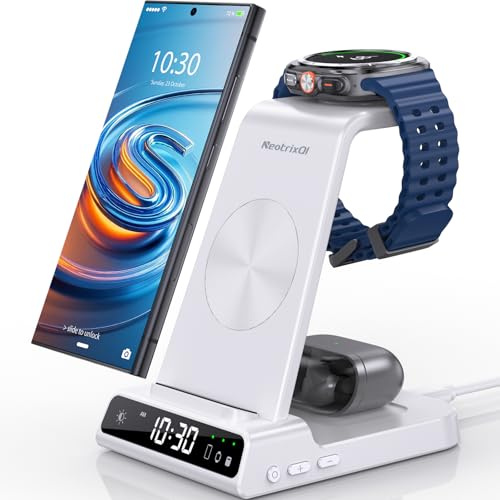 Wireless Charger für Samsung Ladestation für Galaxy S25 Ultra/S24/S23 | Induktive Ladestation für Samsung Galaxy Watch Ultra/8/7/6, Kabelloses Ladegerät für Galaxy S24/Z Flip 7/Z Fold 6,Galaxy Buds