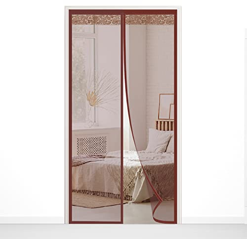 AXFZZRS Zanzariera Magnetica Finestra 130x240cm, Tenda Zanzariera Porta Finestra Chiusura Automatica Traspirante Zanzariere Facile da Installare Anti Zanzare Insetti, per Balcone Soggiorno, Marrone