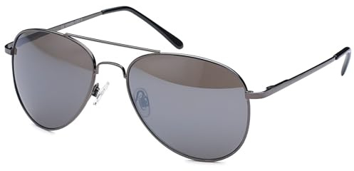 styleBREAKER Unisex pilotglasögon, solglasögon, polykarbonat, glas, metall, helkantsram med fjädergångjärn 09020037, Ram antracit/glas grå tonad, Einheitsgröße