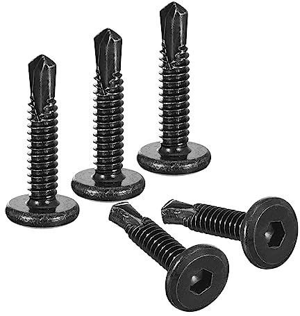 uxcell Hex Socket Self Tapping Screws, #10 x 1 410 Stainless Steel Sheet Metal Flat Head Drilling Screw 50pcs, Black