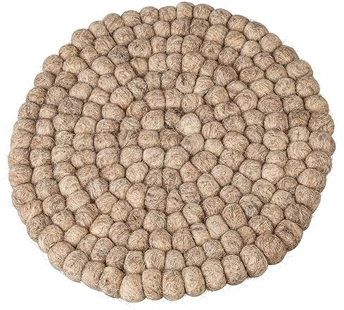 Maharanis Fairtrade Filz Topf Untersetzer Natur beige 22 cm handgefertigt 100% Wolle
