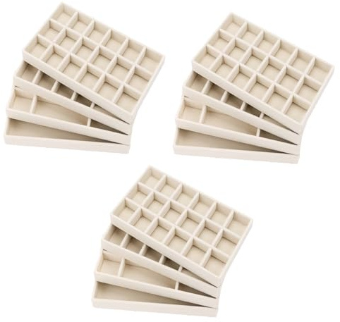 Schmuck-Organizer aus Samt für Schublade, stapelbare Schmuck-Aufbewahrungsschalen in der Kommode, kleine Schubladeneinsätze, Vitrine für Ringe, Ohrstecker, Halsketten, Zubehör, 12 Stück