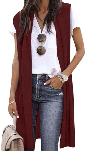 EFOFEI Women Solid Color Open Front Cardigan Stylish Draped Vest Soft Stretchy Cover Up Casual Autumn Cardigan