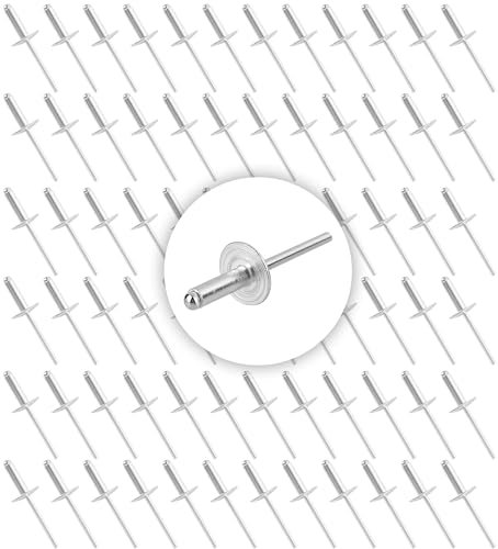 YKUKIZEE 100 Pcs Large Flange Blind Rivets 4.8 X 16 mm, Large Head Dome Rivets, Pop Rivet Aluminium Mandrel for Metal Tinplate Fastening Joining Plate Pipe Tube