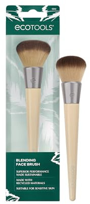 EcoTools Blending Face Makeup Brush, For Liquid & Cream Foundation, Bronzer, & Blush, Multipurpose Makeup Brush, Dense, Synthetic Bristles, Eco Friendly, Cruelty-Free & Vegan, 1 Count