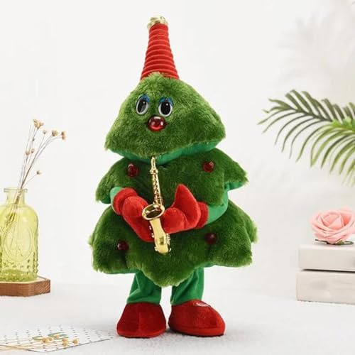 Christmas Electric Plush Toys, Weihnachts-elektrische Musik-Puppe, Weihnachten Elch Plüsch Kuscheltiere, Singender und Tanzender Weihnachtsbaum, Weihnachten Plüschtier mit Musik und Lichtern (B)