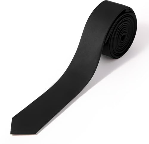 Puistr Skinny Ties Black Ties For Men and Women Solid Pure Color 1.58 (4CM) Plain Formal Slim Neckties