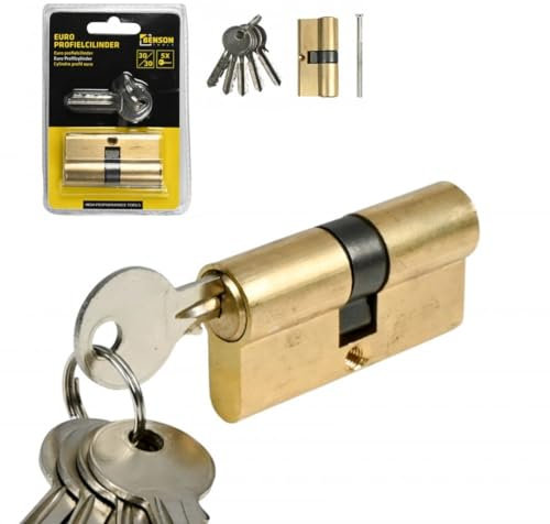 Cylindre de Serrure Profilé Euro 30x30 mm. Barillet 60 mm. Fourni avec 5 clés et 1 vis de fixation. Canon de serrure porte d’entrée, porte extérieure ou porte intérieure.