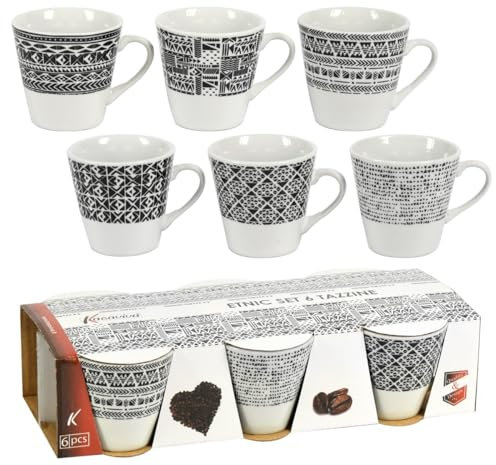 MAURY'S SET DA 6 TAZZINE DA CAFFÈ IN DECORO ASSORTITO GEOMETRICO
