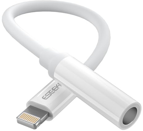 ESeekGo Adapter for iPhone Lightning to 3.5mm Audio Aux Headphone Jack Plug Earphone Cable Converter for iPhone 14 13 12 11 XR XS Max X 8 7 iPad, Compatible with All Lightning IOS Devices