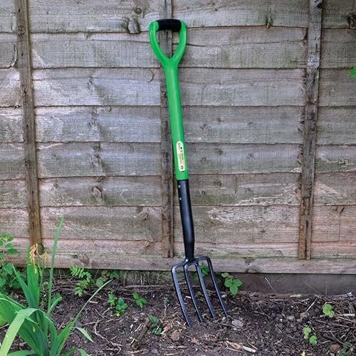 Unibos Garden Border Digging Fork - Gardening Hand Tool Carbon Steel 4 Tooth Handle Heavy Duty | Cultivating All Types Of Soil | Garden Pitchfork Tool For Gardening & Digging With Handles