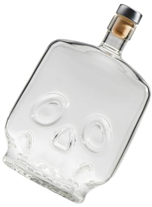 Mikinona Bouteille Verre Transparent avec Design Crâne Flacon à Liqueur pour Décoration Et Stockage De Liquides pour Mariages Et Événements