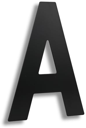 HASWARE Numero civico moderno in acciaio inossidabile spazzolato Elegante porta alfabeto placca Street Home Decor (A, 6 pollici nero)