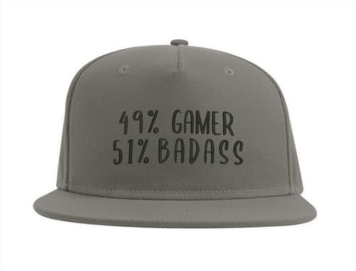 49 % Gamer 51 % Badass Gaming Snapback Cap Fullcap Broderad Flexfit Hatt Grå, Grå, one size