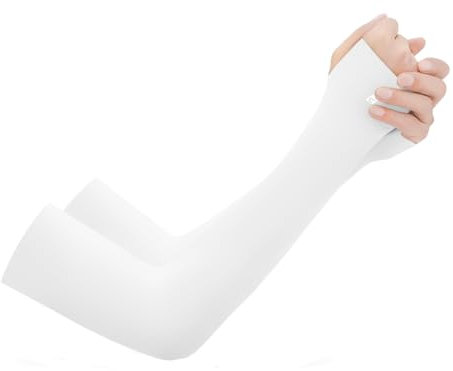 Power Ionics Ärmelhalter Damen - UV-Schutz Arm Sleeve für Outdoor-Sportarten, Rennrad Trikot, Tattoo Ärmel, Erhältlich in 1-Paar-Packung, Weiß