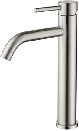 Decaura hoch Waschtischarmatur Badezimmer Bad Wasserhan Waschbecken Armatur Einhand Mischbatterie Edelstahl gebürstet mit Auslaufhöhe 190 mm für Aufsatzwaschbecken