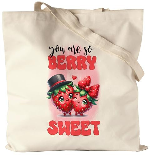 Hey!Print You Are So Berry Sweet Erdbeeren Paar Liebe Spruch Jutebeutel