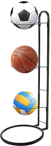 WPPQWP Ballständer Stehend, Ballregal, Ball Aufbewahrung Ständer, Ballregal, Ball Ständer(Abnehmbar, Schwarz), Geeignet für Fußball, Basketball, Volleyball und Rugby