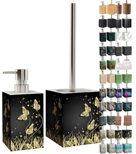 Sanilo Set de baño, Muchos dispensadores de jabón y escobillas Bonitos para Elegir, diseño Moderno y Elegante (Silueta)