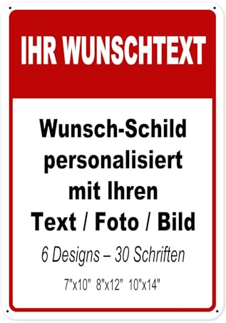 Schilder - WUNSCHTEXT Schild Aluminium personalisiert mit Foto und Text, Logo -für Garage, Hotel, Parkplatz, Schule, Firma, Carport, Garten, Wohnadresse (Vertikal)