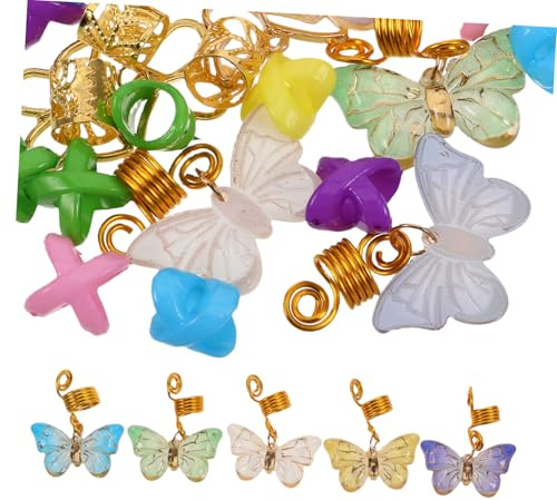 HONITANO 20pezzi Fermaglio Forma di Farfalla per Treccia Ciondolo in Metallo Accessorio per Dreadlock Gioiello per Capelli Donna Fermaglio per Trecce Gioiello Forma di Farfalla per Anello