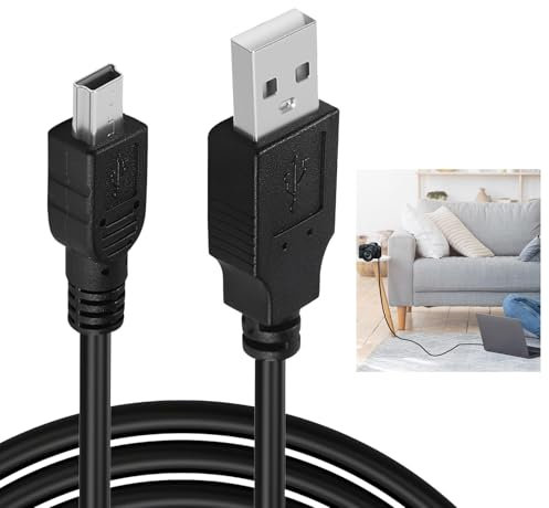 2m USB A Male to Mini Male Transfer Charger Cable,Type A to Mini Data Charging Line Data Syn Compatible with PS3 Controller Dash Cam Dvr GPS Garmin Sat Nav In Car for Nikon Canon Camera Black