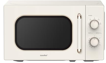 COMFEE' 20L 700W Cream Compact Microwave Oven – 5 Power Levels, Defrost Function, Manual Control & Safety Lock, Ideal for Small Home & Kitchen, CMO-M202NC(CM)