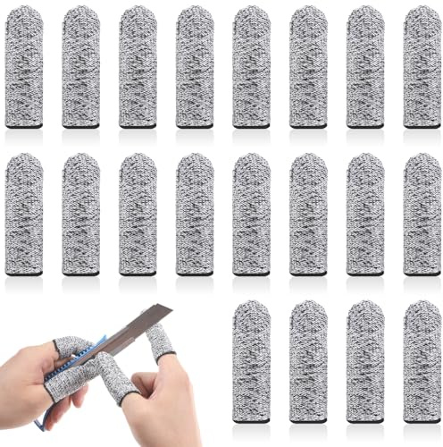 BOHUI 20 Pieces Finger Cots Cut Resistant Protection, Reusable Finger Thumb Reusable Fingers Guards Anti-Slip Fingers Covers Protection Cots for Work, Kitchen, Garden, Sculpture