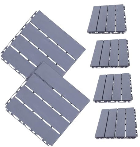 Veemoon 6 Pezzi Pavimento in Plastica Includere Giardino Dietro La Casa Ponte Copertura Piastrelle Da Esterno Per Prato Pavimenti All'aperto Mazzi Lastre Piastrella Grigio Pp