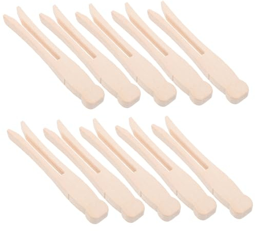 WEKAMOS 50pcs Wooden Clothes Pegs for Laundry with Fine Craftsmanship, Windproof Wood Clothespins Clips for Skirts and Blanket, Sturdy Beige Clothes Clips for Clothesline Drying
