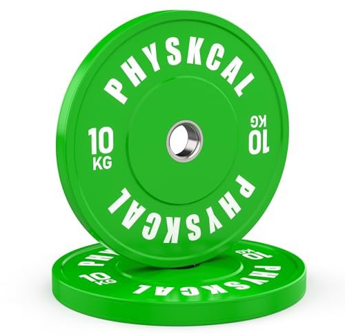 PhysKcal Farbige IWF Bumper Plates, Ø50 mm Olympic Hantelscheiben | Ideal für Weightlifting. Geringe Rückprallkraft. Hochwertiger Gummi. Perfekt für das Fitnessstudio und Wettkämpfe.