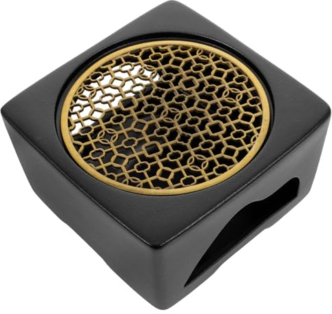 Ceramic Teapot Warmer Black Vintage Tea Light Heater Base | Copper Details, Simple Design, Smooth Burr-free Surface, Home Use Decoration and Practical Tea Accessory Random Color