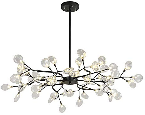 YRYRYW G4 Fuente de luz Rama Firefly Altura de Altura Ajustable Luz de Techo para el Comedor Baño Dormitorio de la Sala de Estar Black and Transparent Glass 54 Cabeza Household faucets