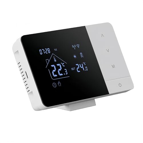 Smart Life Termostato WiFi Programmabile, Controller Tuya per Caldaie a Gas, Display LCD, Controllo App, Funzioni Riscaldamento e Raffreddamento, Alimentazione USB