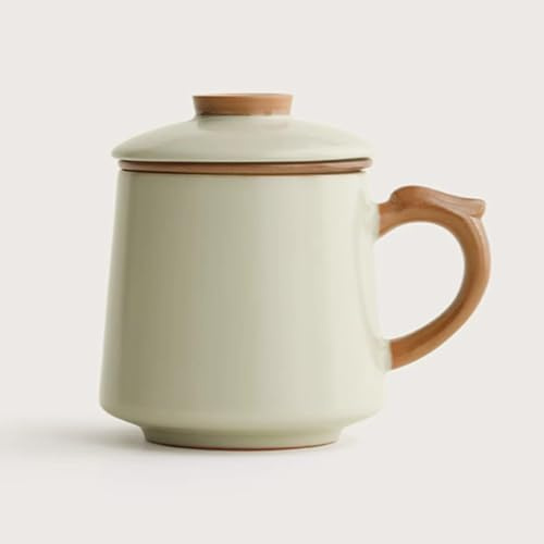 LEEDJUINE Ru Kiln - Juego de té individual de 3 piezas, 400 ml, infusor de té de cerámica resistente al calor