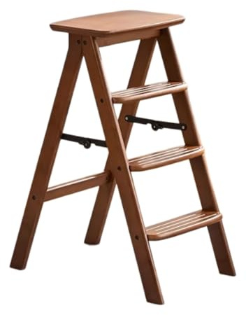 Zusammenklappbarer Holzleiter mit 3 Stufen, verdicktes, tragbares Gartenwerkzeug und dekoratives Regal für Wohnzimmer, Bibliothek und Garten, stabiles 4-Stufen-Design