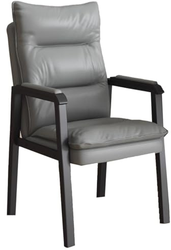 Kontorsstol Gästfåtöljer För Receptionen Konferensstolar Med Hög Rygg I Läder Ergonomisk Accentstol I Läder Med Metallben Kraftiga Köksstolar För Väntrum(Grey)