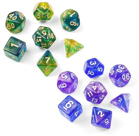 Polyedrische Würfel Set, 14 Stück DND Dice, Würfel für Dungeon and Dragons | Würfelset für MTG, Spielwürfel RPG Rollenspiele Tischspiele D&D D20 D12 D10 D8 D6 D4