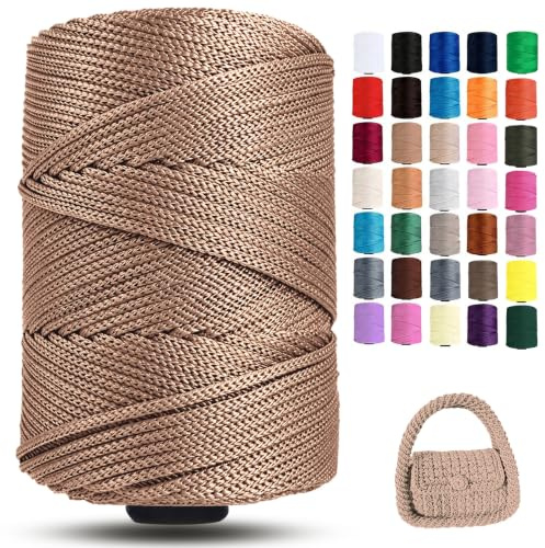 Premium Polyester Makramee Garn 3mm x 200m, Polypropylen Kordel, Macrame Schnur, HäKeln für Taschen & Wohndekoration, DIY Blumenampel Deko