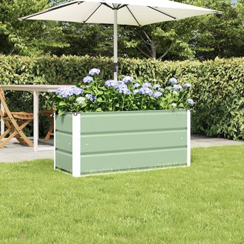 Fioriera verde, 100 x 40 x 45 cm, in acciaio, per giardino, terrazza, robusto telaio in acciaio con plastica, design moderno per interni ed esterni, facile da montare,