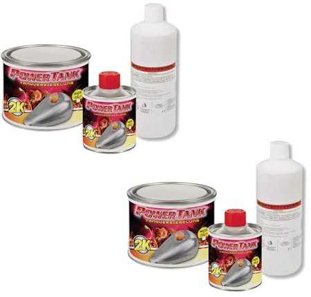 Power Tank - 2 Tankversiegelung Motorrad 2k Rot 350 g Set Tankentroster Innen Versiegelung Tanksanierung Schutzemulsion Rost Tank Entrosten Und Versiegeln Tankinnenlack Tankbeschichtung Rostlöser Auto