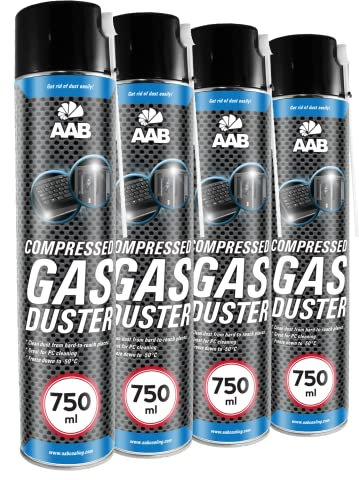 AABCOOLING Druckluftspray 4 x 750ml, Druckgasreiniger, Druckluft für die Multimedia- und Bürogeräte, Tastatur, Bildschirmen, Spielekonsolen, Computergehäuse, Luftdruck-spray, Reinigungsspray