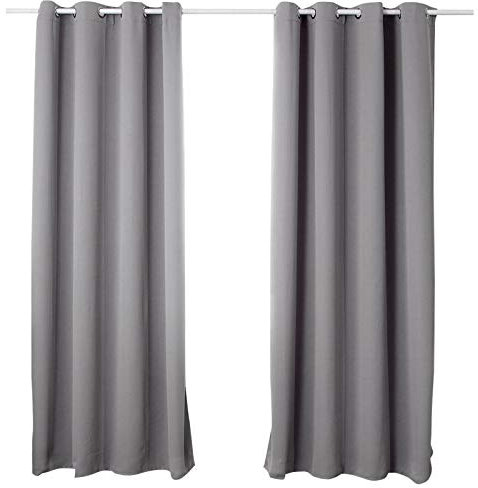 WOLTU 2er Set Gardinen mit Ösen, Verdunklungsvorhang für Wohnzimmer Schlafzimmer, Blickdicht, gegen Kälte und Hitze, 250g/m² Dicke, Dunkelgrau